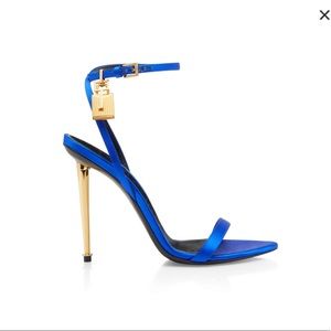 Tom Ford Satin Electric Blue Pad Lock Naked Sandal